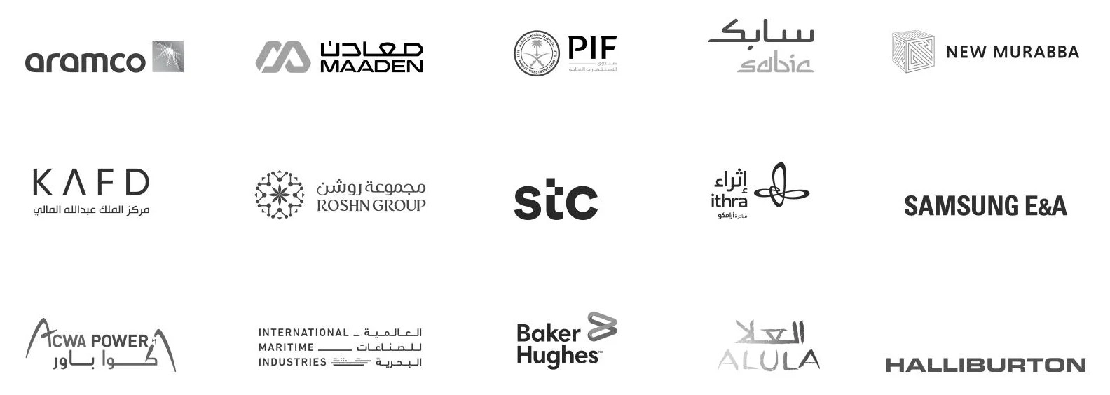 Featured clients: Aramco, Ma'aden, PIF, SABIC, New Murabba, KAFD, ROSHN Group, stc, Ithra, Samsung E&A, ACWA Power, International Maritime Industries, Baker Hughes, AlUla, Halliburton
